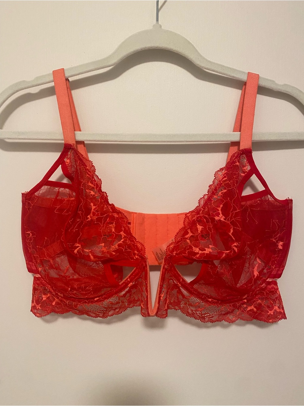 Thistle and Spire Kane Cutout V-Wire Bra Red 38F